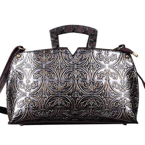 Women Handwork Knurling Retro Genuine Leather Handbag Crossbody Bag