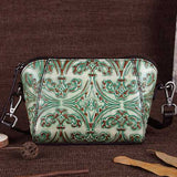 Brenice Genuine Leather Retro Handwork Knurling Shoulder Bag