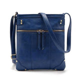 Women Retro Rivet Design Winter Front Zipper Pocket Crossbody Bag