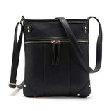Women Retro Rivet Design Winter Front Zipper Pocket Crossbody Bag