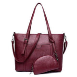 Large Capacity Women Pu Leather Handbag Set Casual Tote
