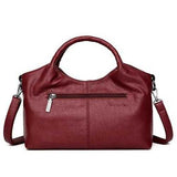 Women PU Soft Leather Handbags Stitching Solid Large Capacity Shoulder Bags