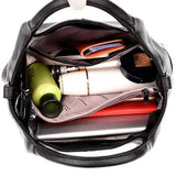 Women PU Soft Leather Handbags Stitching Solid Large Capacity Shoulder Bags