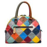 Women Patchwork Genuine Leather Handbag Crossbody Bag