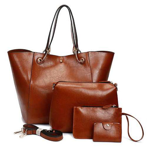 Women Vintage 4PCS Handbag Card Holder Clutch Bags