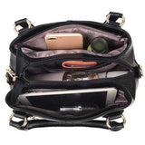 Women PU Soft Concise Solid Handbags Stitching Large Bag