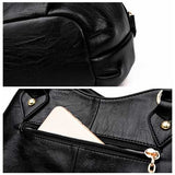 Women PU Soft Concise Solid Handbags Stitching Large Bag