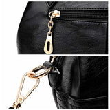 Women PU Soft Concise Solid Handbags Stitching Large Bag