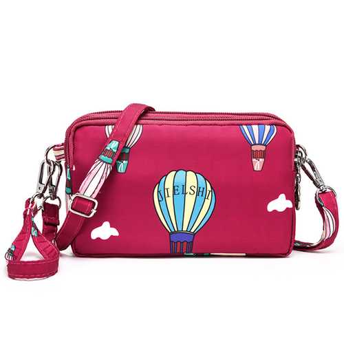 Women Nylon Colorful Multi-level Casual Wallet Shoulder Bag
