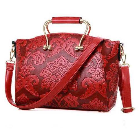 Women Embossed Portable Shoulder Bag Classic Handbag Crossbo