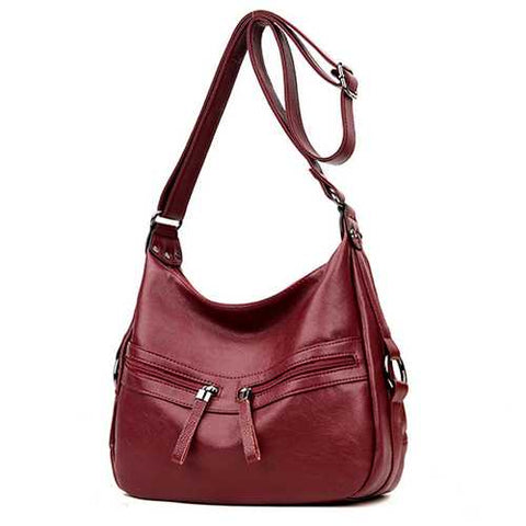 Women 2 Front Pockets PU Leather IPAD MINI Crossbody Bag