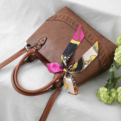 Women Stone Grain Fashion Scarf Bag Large Capacity Handbag