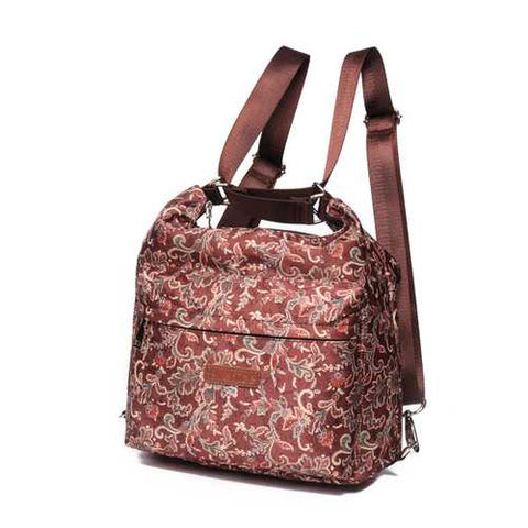 Brenice National Floral Travel Women Backpack Crossbody Bag