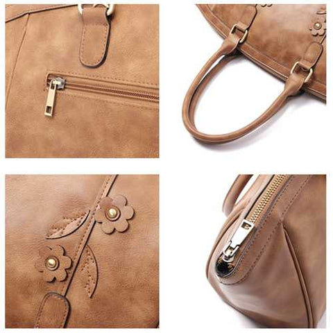 Brenice Women Vintage Floral Tote Handbag Business Shoulder Crossbody Shopping Bag