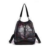 Women Genuine Leather Stitch Multifunction Handbag