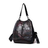 Women Genuine Leather Stitch Multifunction Handbag