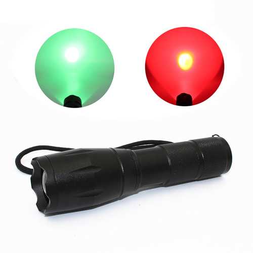 XANES A100 Q5 Red Light / R5 Green Light 1200LM Zoomable Long-range Outdoor Sports Hunting Searching Flashlight