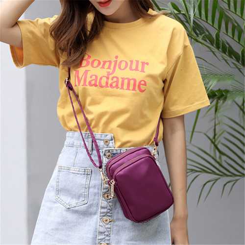 Women Waterproof Phone Bag Nylon Waist Bag Crossbody Bag