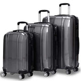 3 Pcs 20" 24" 28" GLOBALWAY ABS+PC Luggage Travel Set-Gray