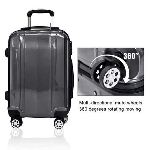 3 Pcs 20" 24" 28" GLOBALWAY ABS+PC Luggage Travel Set-Gray