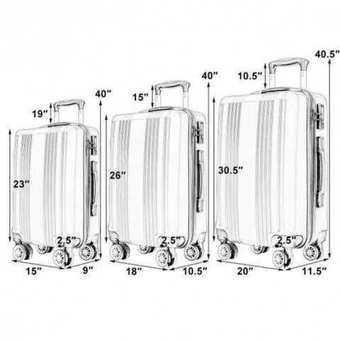 3PC Luggage Set Travel Suitcase with TSA Lock-Navy