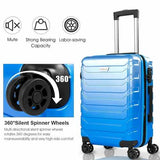 3 pcs Spinner Expandable Suitcase With TSA Lock-Blue