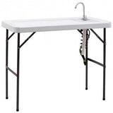 Folding Cleaning Sink Faucet Cutting Camping Table w/ Sprayer