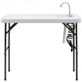Folding Cleaning Sink Faucet Cutting Camping Table w/ Sprayer
