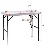Folding Cleaning Sink Faucet Cutting Camping Table w/ Sprayer