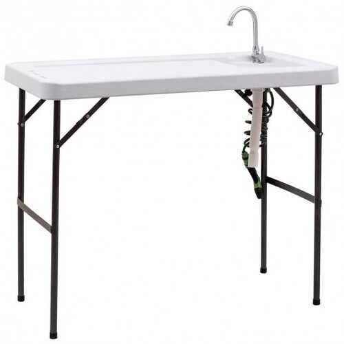 Folding Cleaning Sink Faucet Cutting Camping Table w/ Sprayer