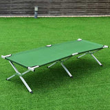 Outdoor Hiking Portable Aluminum Folding Camping Bed with Bag-Green
