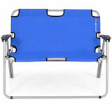 2 Person Folding Camping Bench Portable Double Chair-Blue
