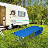 Folding Camping Cot Heavy-duty Camp Bed with Carry Bag-Blue