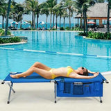Folding Camping Cot Heavy-duty Camp Bed with Carry Bag-Blue