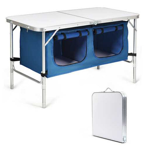 Height Adjustable Folding Camping  Table-Blue