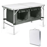 Height Adjustable Folding Camping  Table-Gray