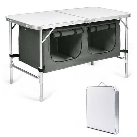 Height Adjustable Folding Camping  Table-Gray