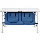 Height Adjustable Folding Camping  Table-Blue