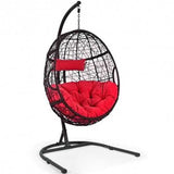 Hanging Cushioned Hammock Chair with Stand-Red