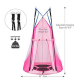 Kids Hanging Chair Swing Tent Set-Pink