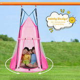 Kids Hanging Chair Swing Tent Set-Pink