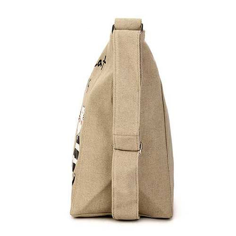 Women Vintage Canvas Cute Cat Handbag Shoulder Bag Messenge Bag