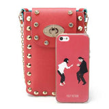 Women Chain Rivet Shoulder Bags Lock 6.5 Inch Phone Bags Case Crossbody Bags
