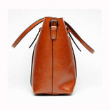 Women Oil PU Leather Tote Handbag