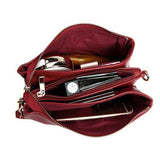 Three-layers Genuine Leather Pure Color Shoulder Bags Crossbody Bags Clutch Phone Bag