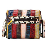 Women Contrast Color Patchwork Shoulder Bags Folk Custom Stitching Crossbody Bags