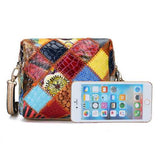 Women Contrast Color Patchwork Shoulder Bags Folk Custom Stitching Crossbody Bags