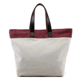Women Canvas Hit Color Tote Bag Casual Handbag Shoulder Bag