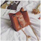 Women Bucket Chain Bag Brief PU Leather Shoulder Bag Phone Bag Crossbody Bag