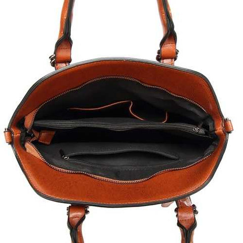 Women High Quality PU Leather Vintage Elegant Functional Handbag Shoulder Bag